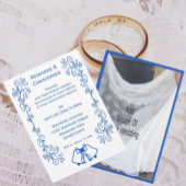 Wedding Invitation Blue Sapphire Bells Scrollwork 招待状