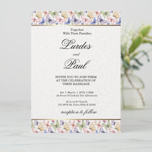  Wedding invitation  Border Butterfly 招待状 (スタンド正面)