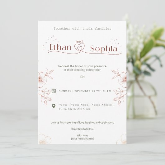 wedding invitation card design online 招待状 (スタンド正面)