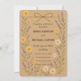 Wedding Invitation Card Rustic Wildflower  招待状