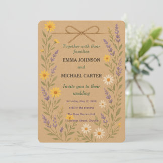 Wedding Invitation Card Rustic Wildflower 招待状