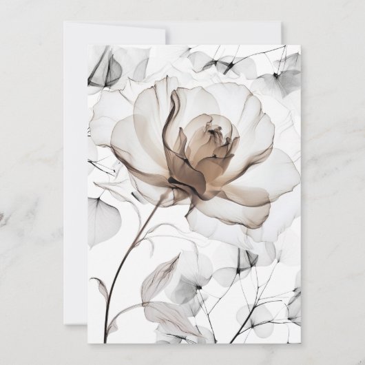 Wedding Invitation Card Soft Rose, Leaf Leaves 招待状 (裏面)