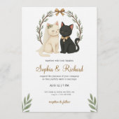 Wedding invitation card with a beige and black cat 招待状 (正面)