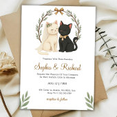 Wedding invitation card with a beige and black cat 招待状