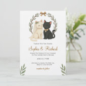 Wedding invitation card with a beige and black cat 招待状 (スタンド正面)
