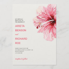 Wedding invitation card with a pink floral design 招待状