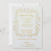 Wedding Invitation - Classic Gold & Olive Branch  招待状 (正面)