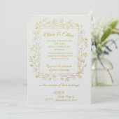 Wedding Invitation - Classic Gold & Olive Branch  招待状 (スタンド正面)