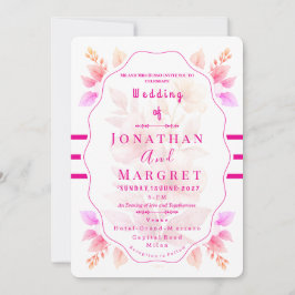Wedding Invitation Classic Pink Floral Aesthetic 招待状