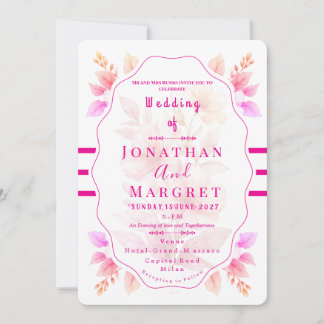 Wedding Invitation Classic Pink Floral Aesthetic 招待状
