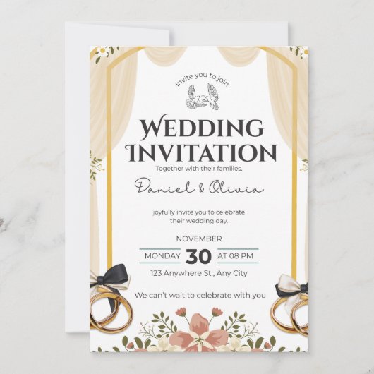 Wedding Invitation Clean White Modern Style 招待状 (正面)