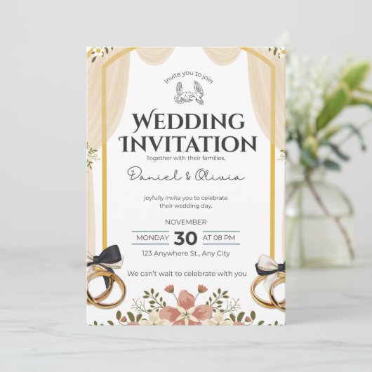 Wedding Invitation Clean White Modern Style 招待状 (スタンド正面)