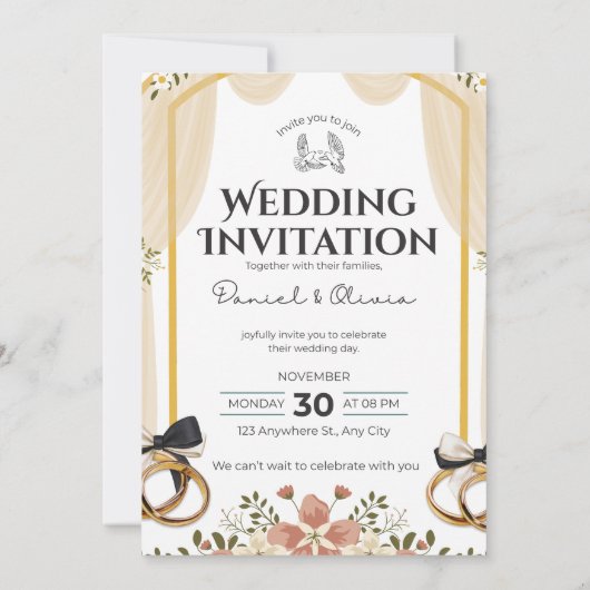 Wedding Invitation Clean White Modern Style 招待状 (裏面)