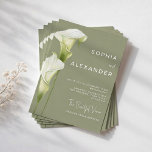 Wedding Invitation "Delicate Calla Lilies" 招待状<br><div class="desc">This wedding invitation features a sophisticated,  minimalist style. Delicate calla lilies in soft green hues are depicted against a light background,  creating an atmosphere of sophistication and tranquility. The design is modern,  airy,  and perfect for a stylish,  romantic wedding.</div>