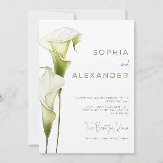 Wedding Invitation "Delicate Calla Lilies" 招待状 (正面)
