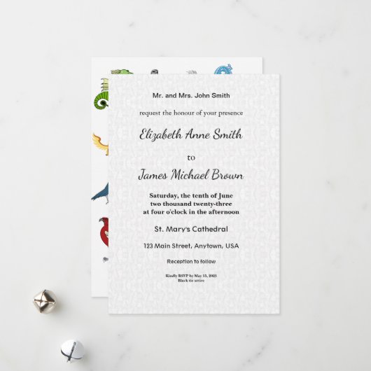 Wedding Invitation Elegant Classic Script Card シーズンカード (正面/裏面インサイチュ)