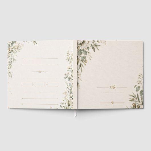 Wedding Invitation Elegant European Botanical ゲストブック (全面)