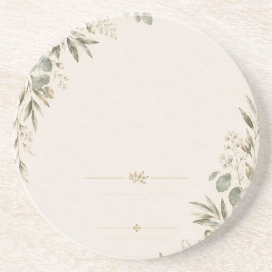Wedding Invitation Elegant European Botanical コースター (正面)