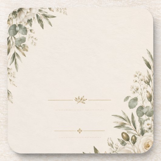 Wedding Invitation Elegant European Botanical コースター (正面)