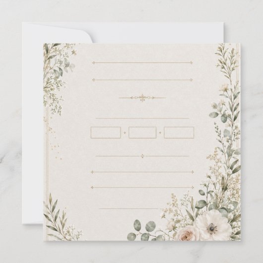 Wedding Invitation Elegant European Botanical サンキューカード (裏面)