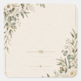 Wedding Invitation Elegant European Botanical スクエアシール