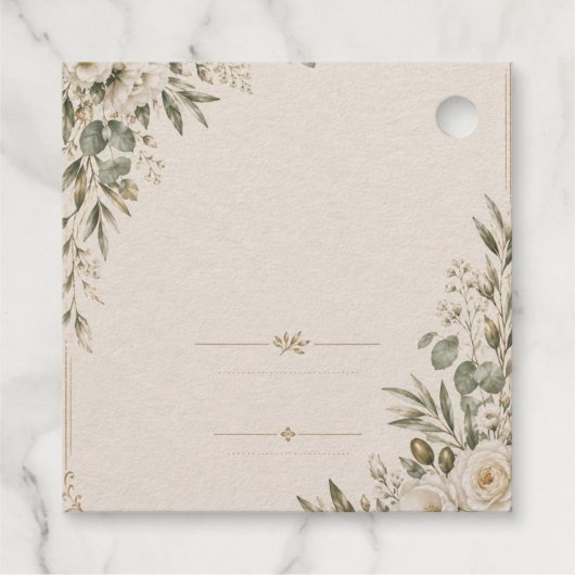 Wedding Invitation Elegant European Botanical フェイバータグ (裏面)
