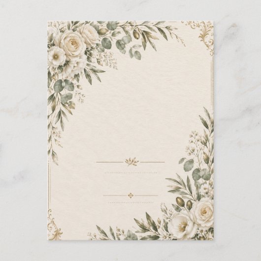 Wedding Invitation Elegant European Botanical ポストカード (正面)