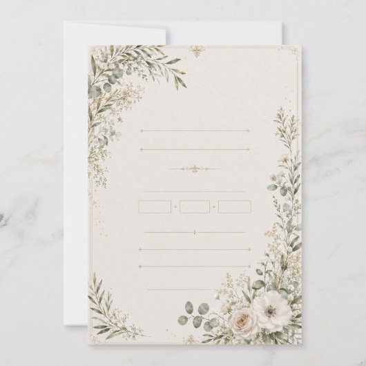 Wedding Invitation Elegant European Botanical 招待状 (裏面)