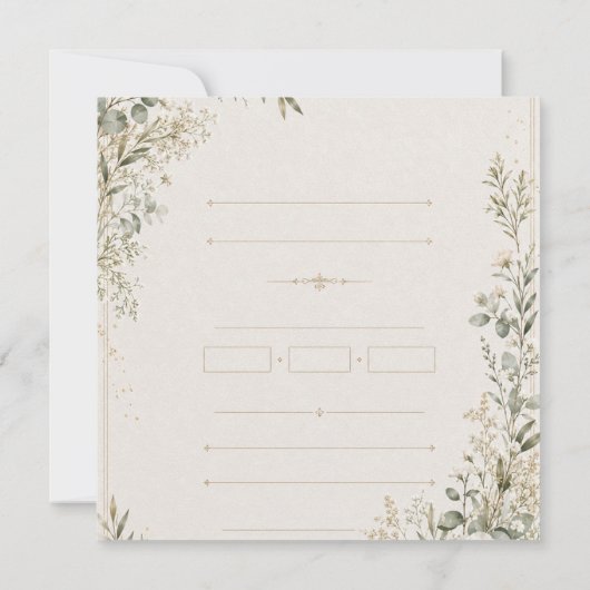Wedding Invitation Elegant European Botanical  招待状 (裏面)