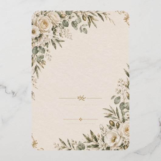 Wedding Invitation Elegant European Botanical 箔招待状 (正面)