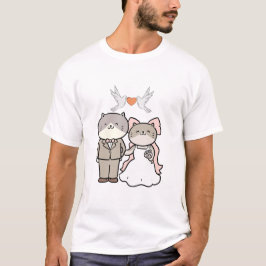 Wedding Invitation Elegant Minimal White Gold Tシャツ