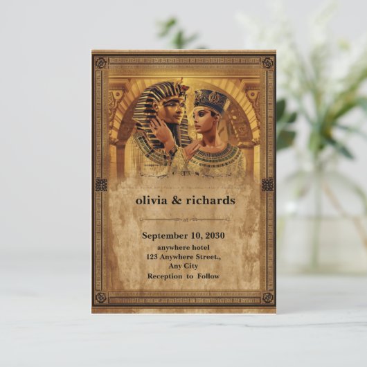 Wedding Invitation – Elegant Pharaoh Theme サンキューカード (スタンド正面)