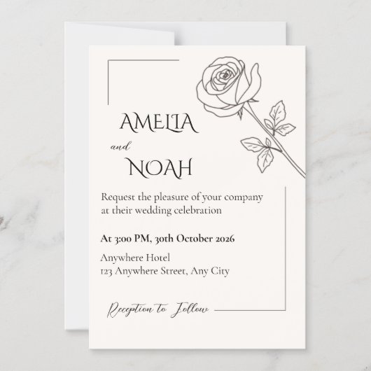 Wedding Invitation | Elegant Typographic Design マグネット招待状 (正面)