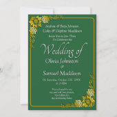 Wedding Invitation Emerald Green Gold White  招待状 (正面)