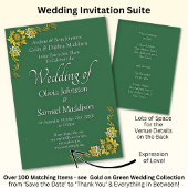 Wedding Invitation Emerald Green Gold White  招待状