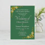 Wedding Invitation Emerald Green Gold White  招待状 (スタンド正面)