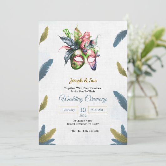 Wedding invitation featuring tropical flowers 招待状 (スタンド正面)