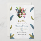 Wedding invitation featuring tropical flowers 招待状 (正面/裏面)