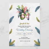 Wedding invitation featuring tropical flowers 招待状 (正面)