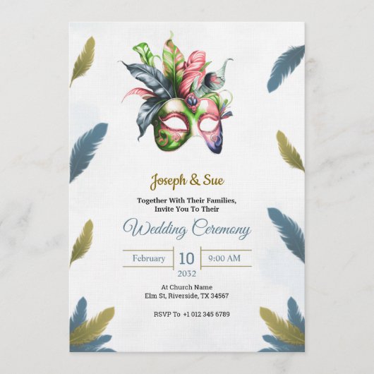 Wedding invitation featuring tropical flowers 招待状 (正面)