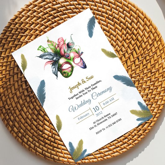 Wedding invitation featuring tropical flowers 招待状