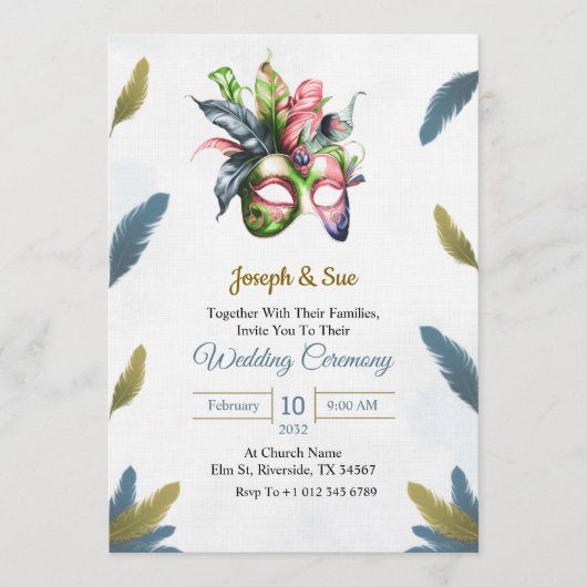 Wedding invitation featuring tropical flowers 招待状 (正面)