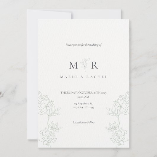 Wedding Invitation Floral Elegant Soft Design 招待状 (正面)