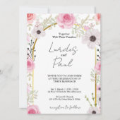 Wedding invitation Floral Pink 招待状 (正面)