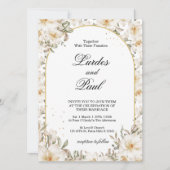  Wedding invitation Flower Vintage White 招待状 (正面)