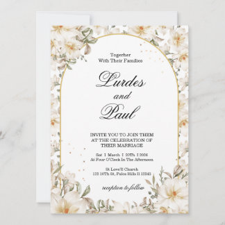  Wedding invitation Flower Vintage White 招待状