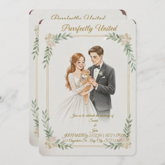 wedding invitation for cat lovers 招待状 (正面/裏面)