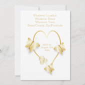 Wedding Invitation Gold Coloured Heart Butterfly 招待状 (裏面)