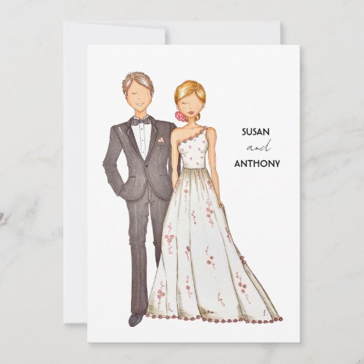 Wedding invitation, hand drawn illustration. 招待状 (正面)