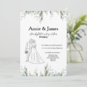 Wedding Invitation minimalist line art couple 招待状 (スタンド正面)